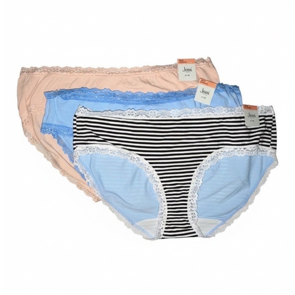 Jenni Intimates Women's XXXL Hipster Panty Lace Pale Blue‎ Ink & Feeder Stripe 3